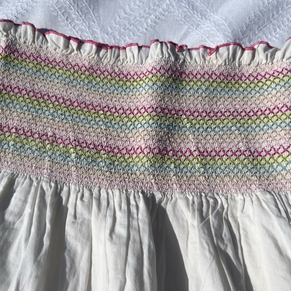 Vintage White straplessSmocked Top with Multicolor Embroidery - Picture 6 of 15